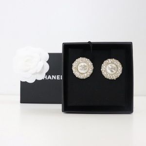 Chanel Earrings Statement Circle Crystal Pearl